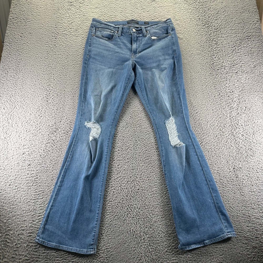 Lucky Brand Jeans Women's 10 Blue Cotton Denim Bootcut Distressed Faded Stretch